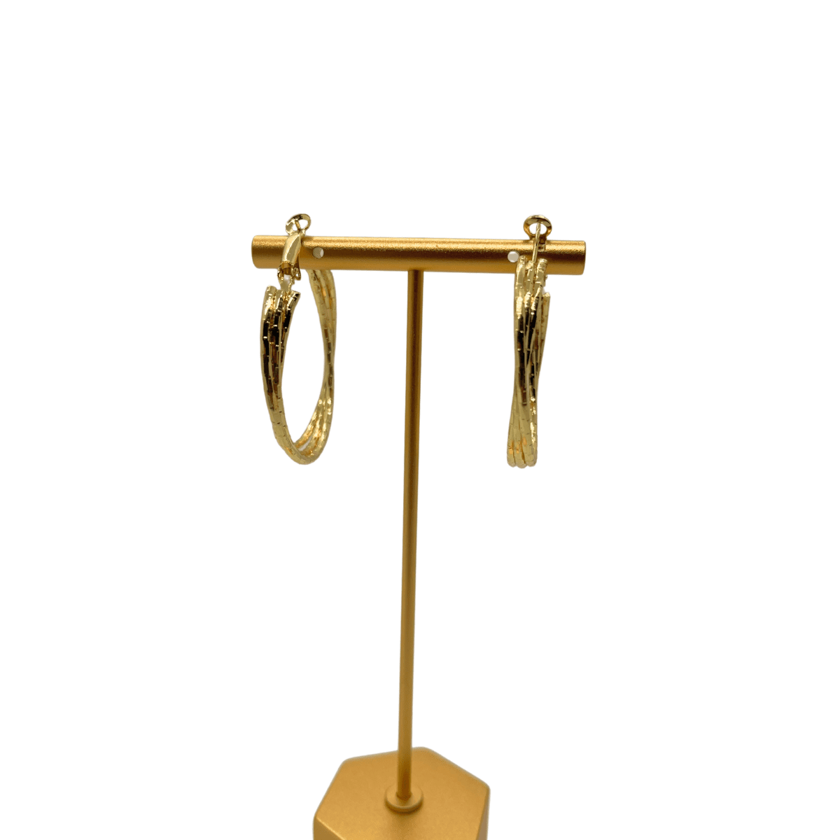 Woven Triple - Strand Gold Hoops