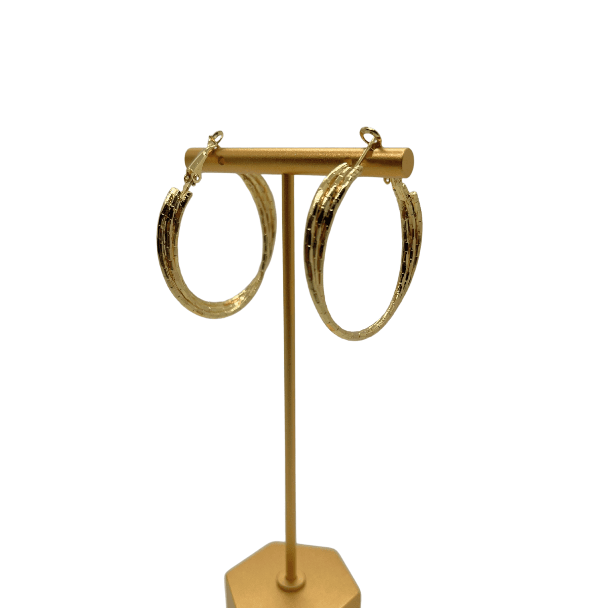 Woven Triple - Strand Gold Hoops